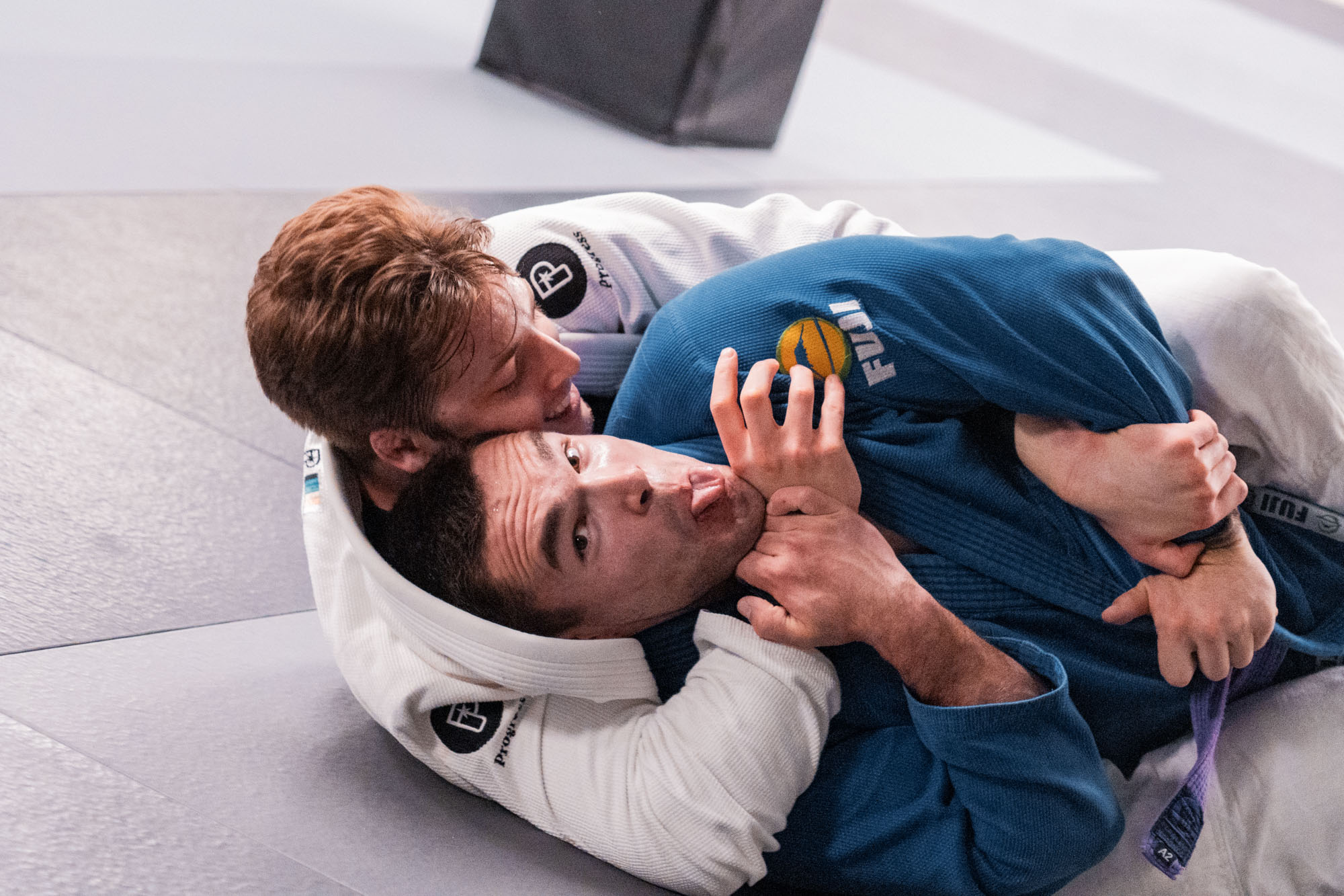 students smiling and training